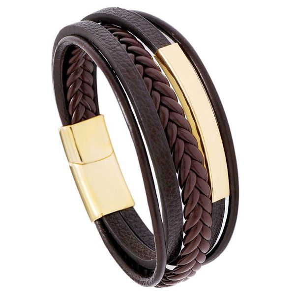 

charm bracelets jewelry vintage men's leather bracelet, simple and versatile stainless steel bracelet wholesale, Golden;silver