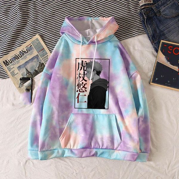 

men's hoodies & sweatshirts 2021 fashion tie-dye hoodie jujutsu kaisen hooded cool anime print sweatshirt creative costume causal, Black