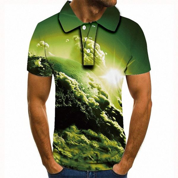 

men's golf shirt tennis shirt 3d print graphic prints clouds collar street casual button-down short sleeve casual fashion cool green /, White;black