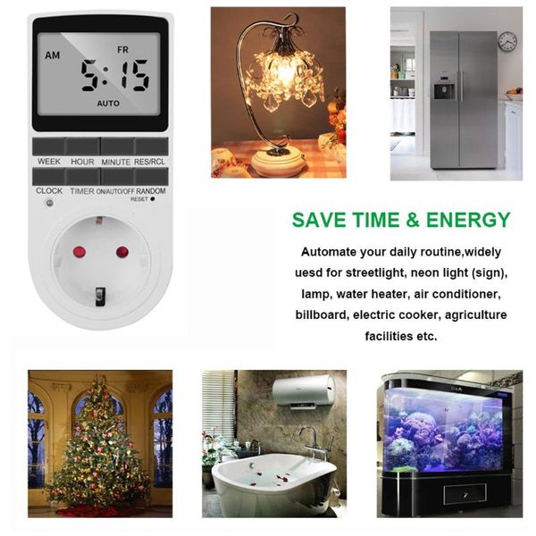 

timers eu plug timer switch 220v digital socket 7 day 12/24 hour programmable power outlet