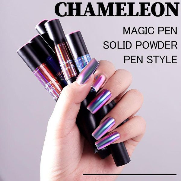 

mifanxi 0.6g nail powder cushion pen chameleon mirror art glitter muticolor chrome holographics accessory, Silver;gold