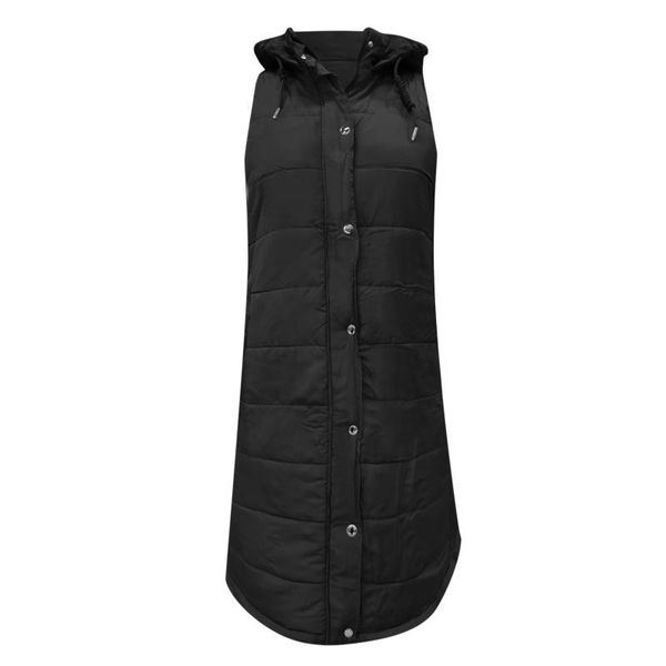 

women's vests long winter coat vest with hood sleeveless warm down pockets quilted jacket outdoor, Black;white