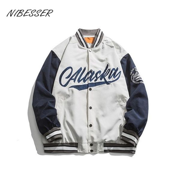

women's jackets nibesser men harajuku bomber women coat men's couple baseball jacket boyfriend style varsity hiphop streetwear, Black;brown