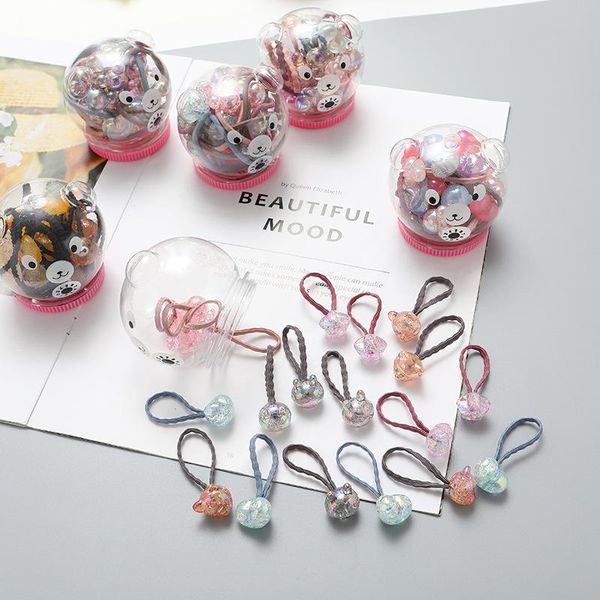 

hair accessories children's small leather ornament girl rope horse tail hundred ring baby does not hurt headdress, Slivery;white