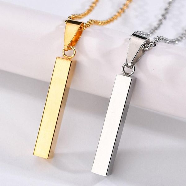 

pendant necklaces 2021 blank bar stainless steel necklace for women men gold silver color statement jewelry male gift