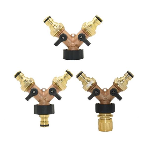 

watering equipments 3/4 inch thread garden tap 2-way hose splitter irrigation valve with 16mm nipples quick connector for water pipe 1pcs