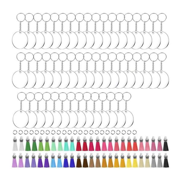 

keychains acrylic blank keychains,200pcs keychain blanks with blanks,tassels,key rings and jump diy set for crafting, Silver