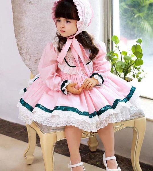 

girl's dresses garden princess dress cotton girl lolita style spring and autumn long sleeve dress. no hat, Red;yellow
