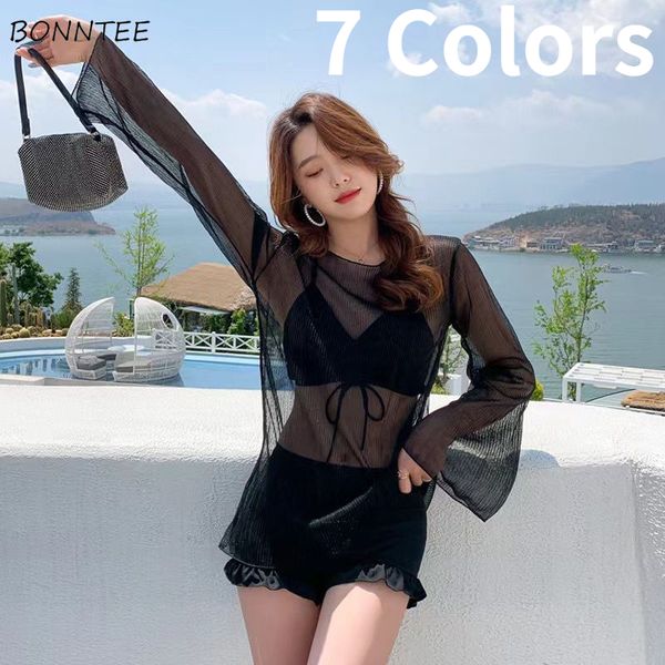 

swimwear bikini sets womens 3 pieces shirring solid lace-up high waist ruffles pop style beach cozy trendy simple female, White;black