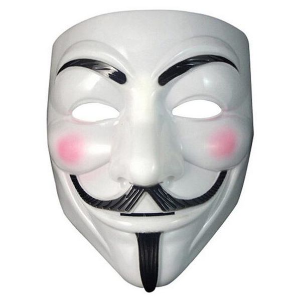 Maschere per feste Maschera di vendetta anonima di Guy Fawkes Costume di Halloween bianco giallo 2 colori