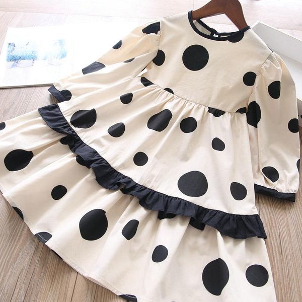 

girl's dresses girls dots cotton long sleeve dress 2021 fall baby girl wholesale, Red;yellow