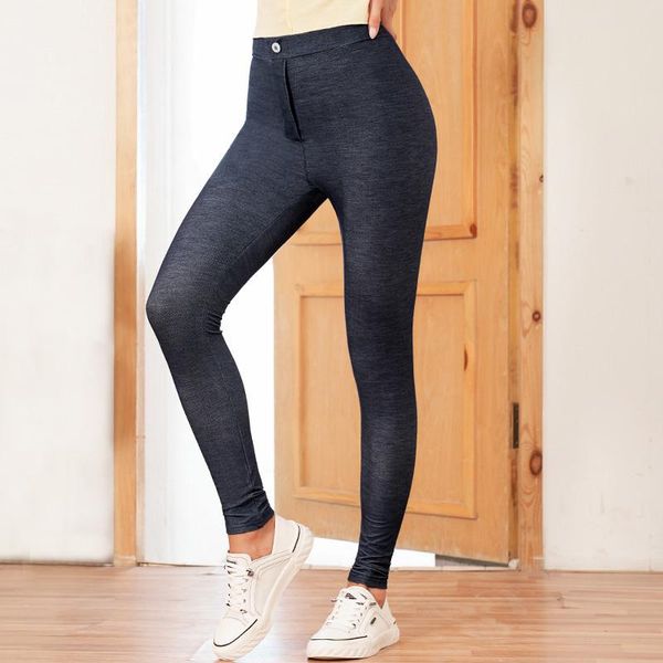 

women's leggings mai&fun women energy tummy control pants button detail stretchy gym high waist sport running, Black