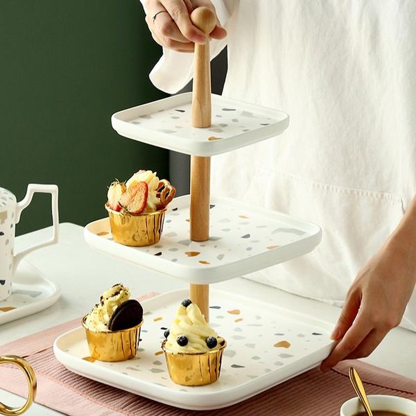

other bakeware nordic ceramic double cake stand dessert snack sugar fruit plate creative modern living room afternoon tea display