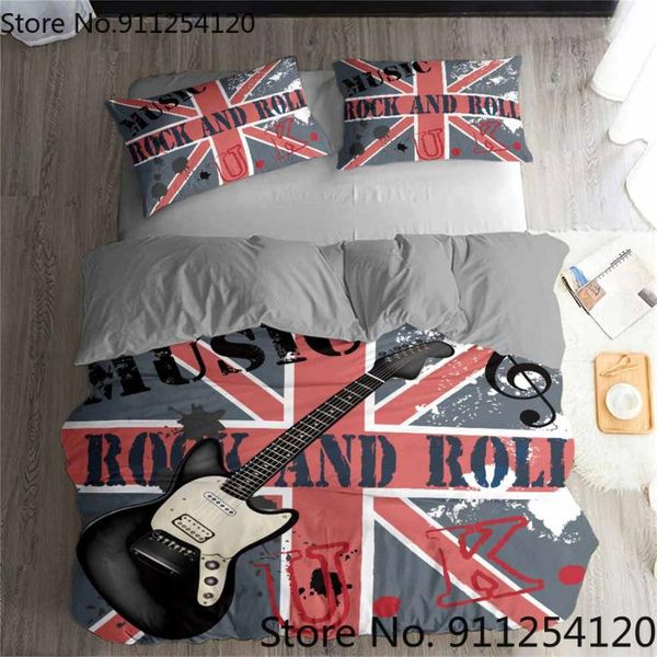 

bedding sets guitar duvet cover set colorful uk banner flag 2/3 piece bed quilt single double  king size bedclothes