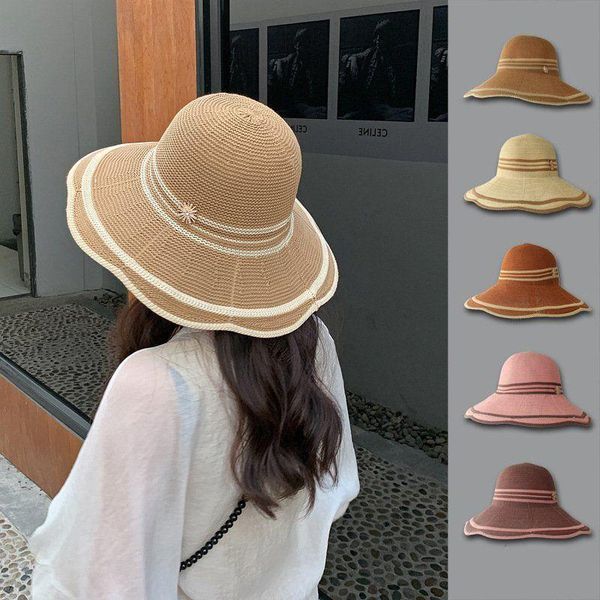 

japanese big edge anti ultraviolet fisherman hat for women summer travel sun protection breathable sunshade wide brim hats, Blue;gray