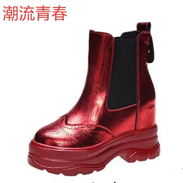 

boots high platform women fashion autumn winter ankle 2021 lace-up wear-resistant sole ladies, Black