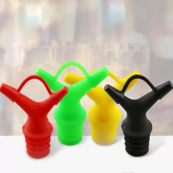 Bottiglia ad olio di soia in silicone doppio bocca bottiglia tappo tappo di vino versare ugello liquido accessori da cucina