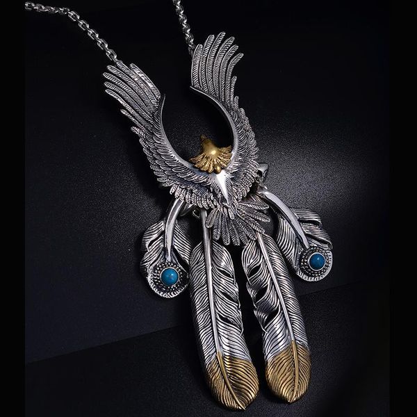 

chains design silver feather eagle style star same paragraph vintage male personality pendant a set necklaces
