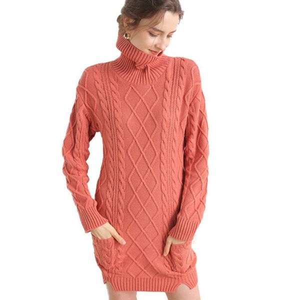

women's sweaters turtleneck long sweater dress women autumn winter thick pullover knitted jumper cashmere merino wool oversized, White;black