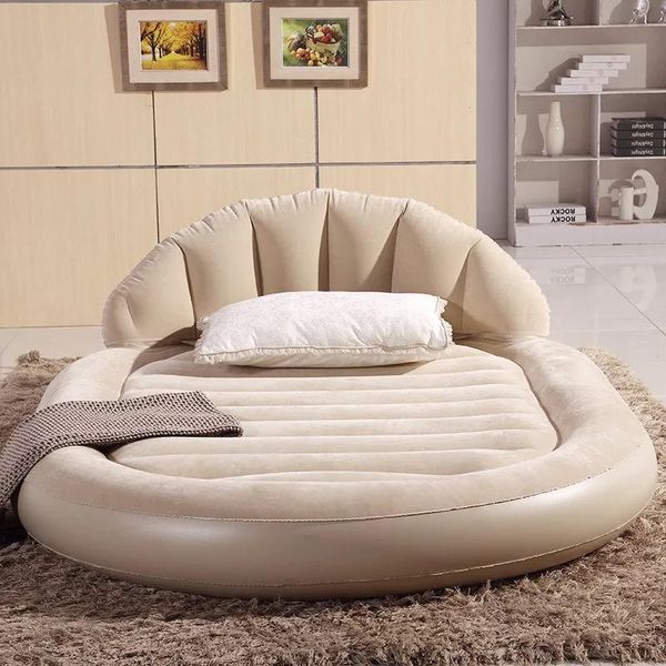 

outdoor pads 2021 flocking surface oval green pvc folding thick double air mattress