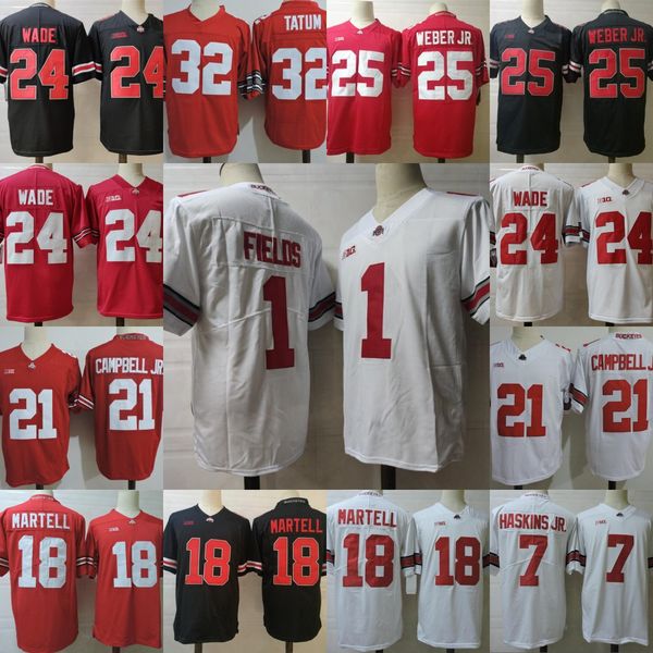 

alabama crimson tide college jersey 1 fields 2 olave 32 atum 25 weber 24 wade 21 campbell 18 martell 7 haskins jr 5 wilson 4 fleming red, Black