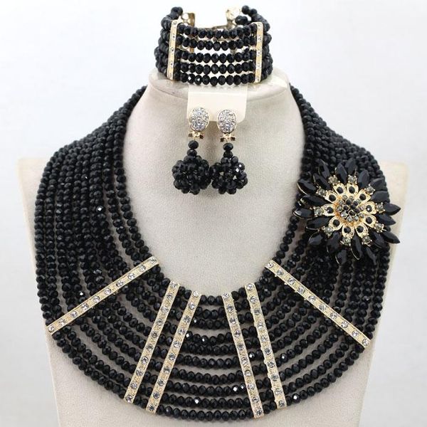 

earrings & necklace 2021 latest black african beads jewelry sets crystal set handmade wedding bridal qw010, Silver