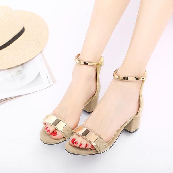 

big size 32-47 summer women solid cover heel square sandals 4 colors, Black