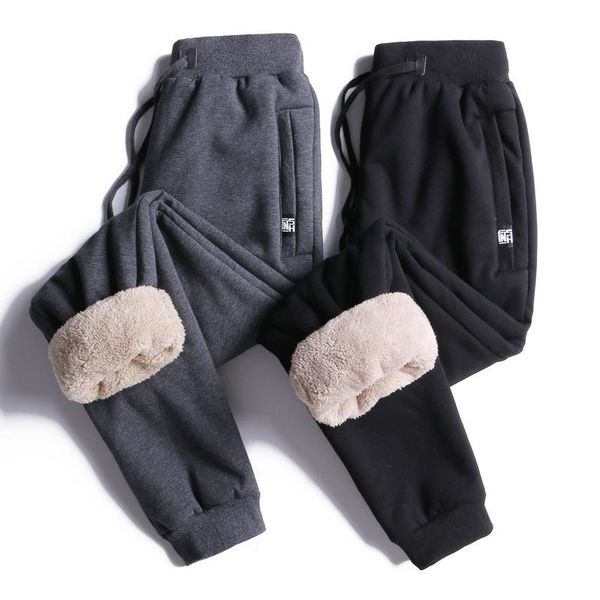 

men's pants 2021 winter warm fleece jogging men casual slim fit trousers thicken lamb velvet sweatpants plus size 8xl male streetwear, Black