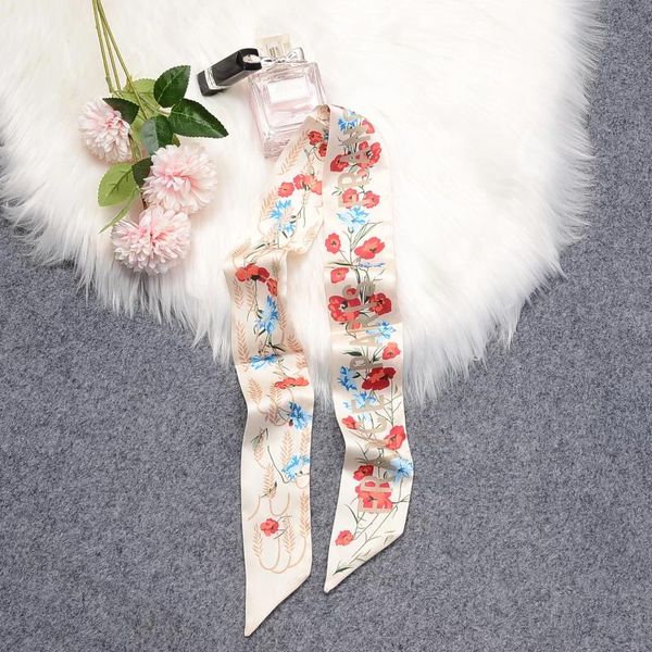 

scarves 2021 tarot twill 100% silk scarf women brand skinny bag design wrist towel foulard summer neckerchief headband, Blue;gray