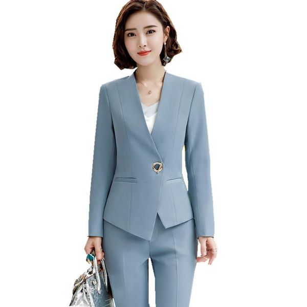 

women's suits & blazers women business formal office suit work 4xl plus size blazer jacket +long trousers uniform for fmasuth yy-873, White;black