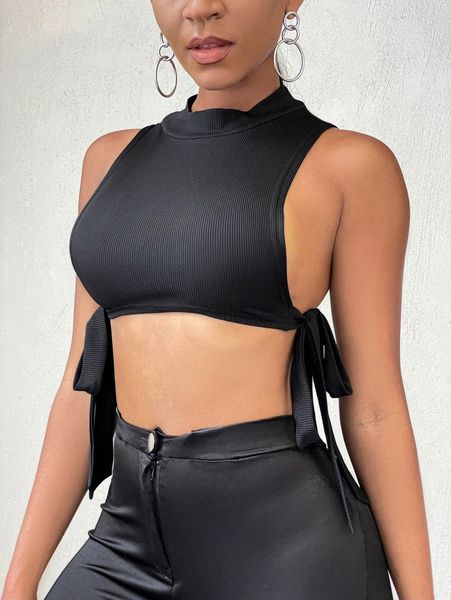 

sxy knot side crop tank y28e#, White