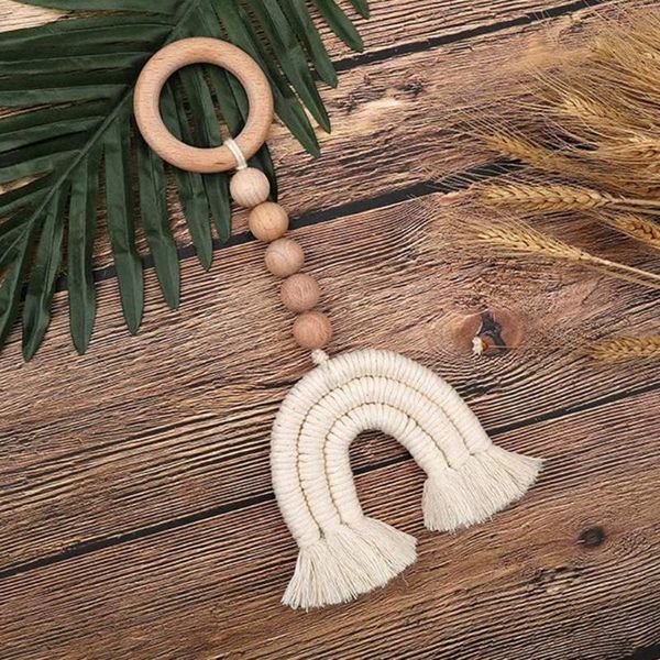 

decorative objects & figurines wooden beads wall hanging decoration tassels natural bead string garland for wedding baby nursery room home d