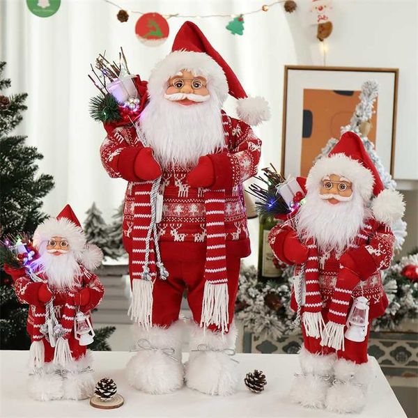 Babbo Natale rosso Decorazioni natalizie per la casa Anno Regali per bambini 60/45/30 cm el Decorazioni per vetrine Navidad 211104
