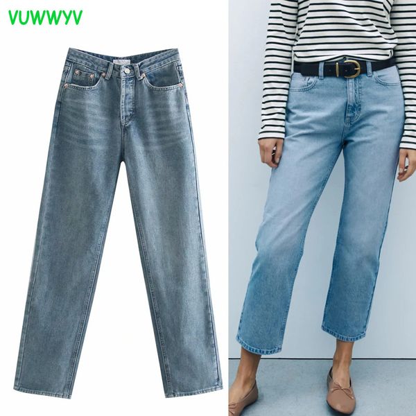 

vuwwyv jeans woman light blue high waist straight women summer denim trousers for female fashion streetwear pants 210430