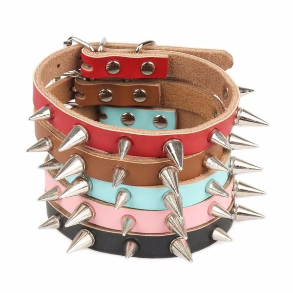 

dog collars & leashes pure cowhide small dogs spiked rivet personalized for cat collar necklace supplies pets product accessories puppy hond