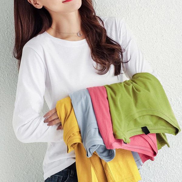 

spring women cotton femme harajuku model long sleeve t-shirt fashion work blusa loose camiseta mujer tee shirt a65 women's, White