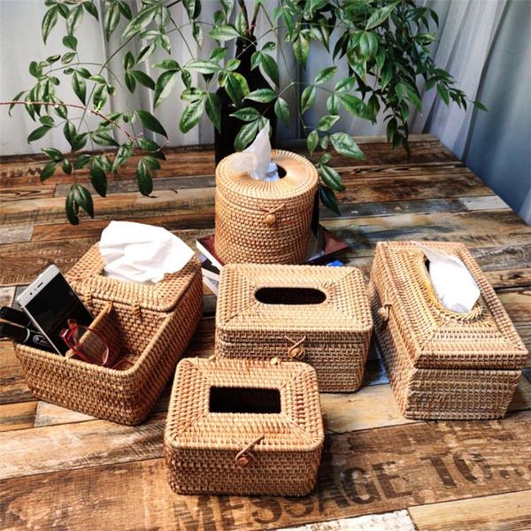 

tissue boxes & napkins japanese rattan box home decoration handmade office desknapkin holder bathroom el paper towel case dispenser