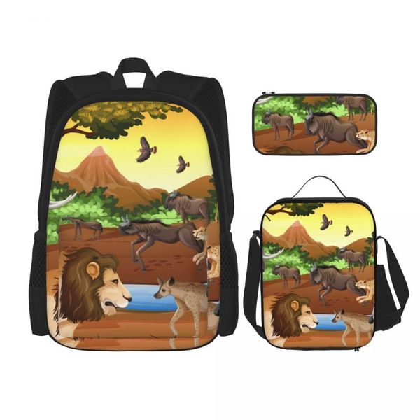

backpack wild african animal forest school bag set for teenagers girls boys student travel book kids mochila
