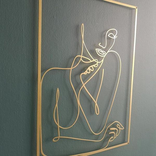 

frames gold female wall decor metal art woman silhouette home living room bedroom interior decoration