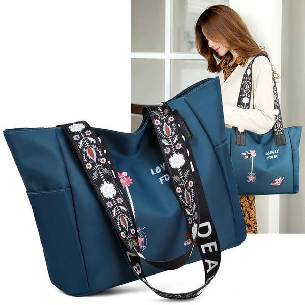 

evening bags women's handbags shoulder 2021 embroidery designer totes large capacity waterproof oxford cloth hand shopping bag