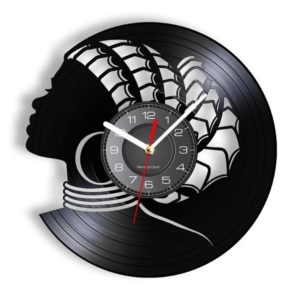 

wall clocks african beautiful woman retro longplay record clock black traditional turban dashiki ethnic