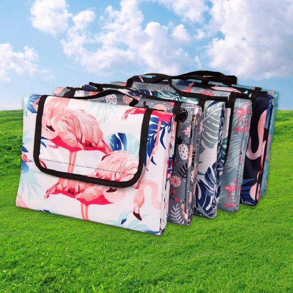 

outdoor pads portable camping mat oxford cloth double-sided waterproof foldable picnic 12 colors fashion beach blanket lawn games pad