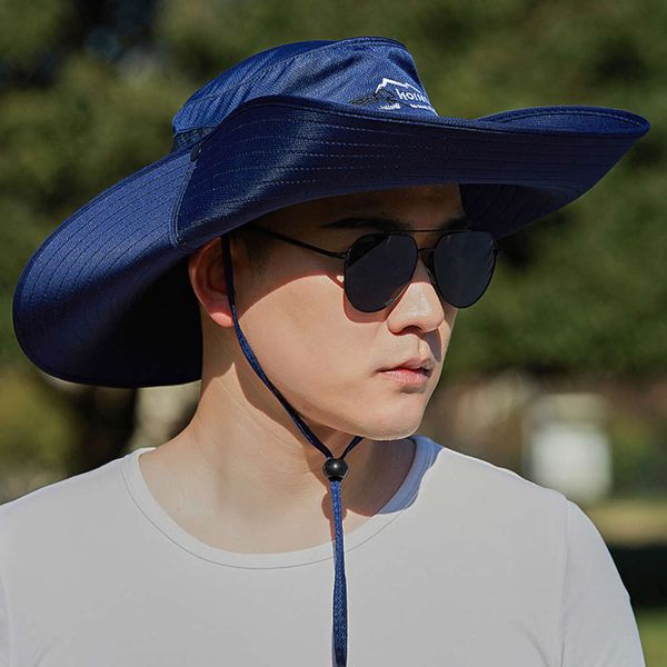 

sun hat outdoor fisherman's men's summer big eaves uv mountaineering sun protection hat, Blue;gray