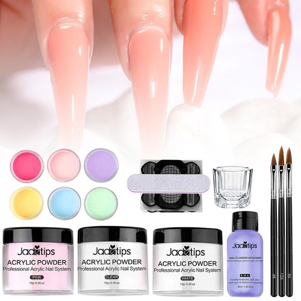 

nail art kits acrylic powder set crystal glitter kit liquid monomer builder with brush file nails extension manicure
