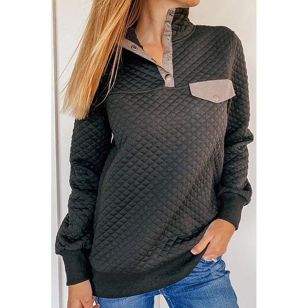 

women's hoodies & sweatshirts 2021 trend turn down collar sweatshirt women, Black