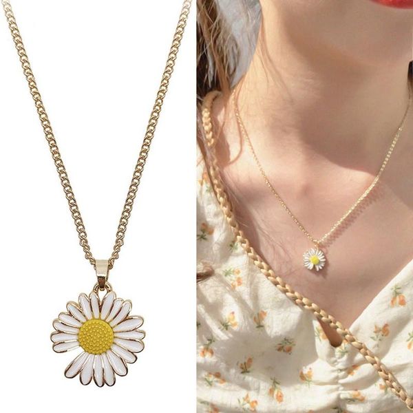 

pendant necklaces simple small daisy pendants women man charm collar jewelry fashion korean design romantic choker bijoux fine gifts, Silver