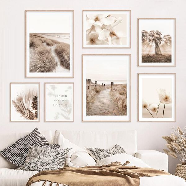 

paintings magnolia flower lily daisy reed beach pine cone bird style wall art canvas paintingnordic posters and prints living room decor