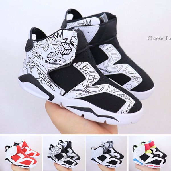 

2023 children's 6 vi basketball shoes kids 6s sports boys girls youths baby outdoor sneakers size 25-35, Black