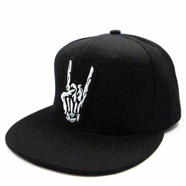 

skull gesture embroidery cotton baseball cap hip-hop cap adjustable snapback for men and women 67, Blue;gray
