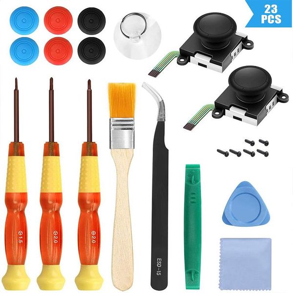 

game controllers & joysticks 23pcs/set joycon joystick replacement for switch 3d analog stick thumb sticks professional repair tool
